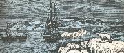 nordenskiolds fartyg vega ger salut,da det rundar asiens nordligaste udde kap tjeljuskin i augusti 1878